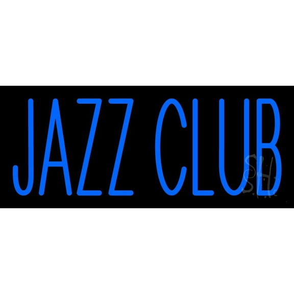 Blue Jazz Club LED Neon Sign 10" Tall x 24" Wide - inches Black Square Cut Acrylic Backing, with Dimmer - Premium built indoor Sign for Studio, Club, Home décor, Event, Workshop, Storefront.