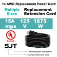 thumbnail image 2 of Cable de alimentación LAKCZIO de 10 pies, 14 AWG, 3 clavijas, repuesto, 15 A, 125 V, 2 of 7