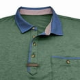 thumbnail image 4 of Iugvhana Mens Classic-Fit Splice Polo Shirts Short Sleeve with Pocket Buttons Collared Tee Shirt Top Pullovers Green XXL, 4 of 6