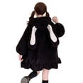 thumbnail image 3 of Becaristey Soft And Breathable Rabbit Ear Hoodie Made With Lamb Wool Fashionable And Cute Skin Friendly black L, 3 of 6