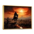 thumbnail image 2 of Designart "On The Cowboy Sunrise art painting" Cowboys Floater Framed Canvas Wall Art, 2 of 7
