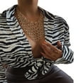thumbnail image 1 of Women Button Down Lapel Shirts  Abstract/Zebra Print Long Sleeve Tops, 1 of 7