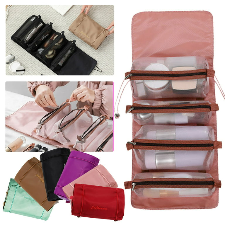 woxinda new four in one gauze cosmetic bag folding portable wash bag travel  portable large capacity cosmetic storage bag 