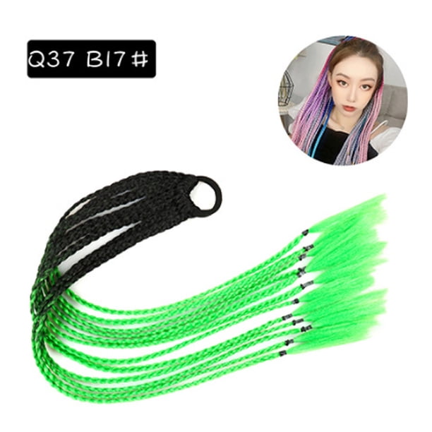Zhuge 2 piezas de extensiones de cabello trenzado de colores, accesorios para extensiones de cabello trenzado con bandas de goma sintéticas para mujeres, de negro a verde fluorescente