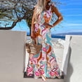 thumbnail image 2 of Vestido largo HUOGUO casual con estampado multicolor sin mangas, 2 of 5