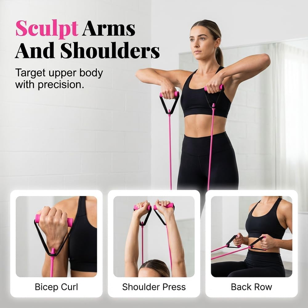 ABPETE Durable Pedal Resistance Band,Resistance Bands with Handles Exercise Bands for Full Body Training, Core, ABS, Legs, Glutes Sit Up Equipment for Home Workout(Purple)