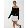 thumbnail image 2 of Off Shoulder Button Detail Sweater, 2 of 6