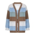 thumbnail image 5 of FRSASU Women's Sweater Cardigan Long Sleeved Color Blocked Hollow Fall Casual Sweater Fashion Cardigan Top Sky Blue XL(XL), 5 of 7