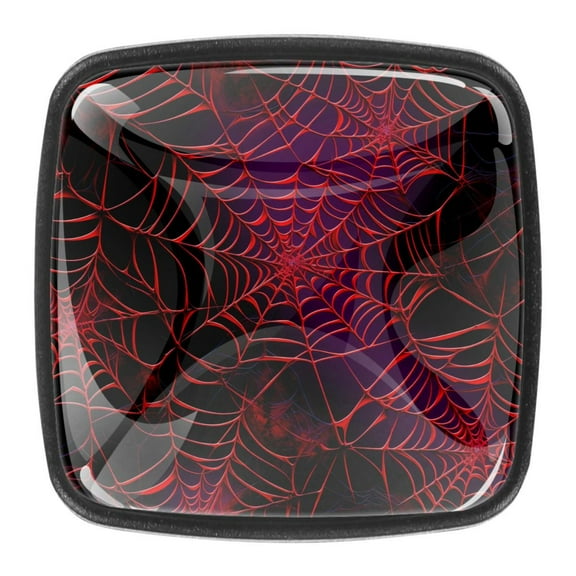 4 Pcs Square Cabinet Handle Drawer Pulls Halloween Spider Web Knobs with Screws Furniture Office Cabinet Knob Decoration