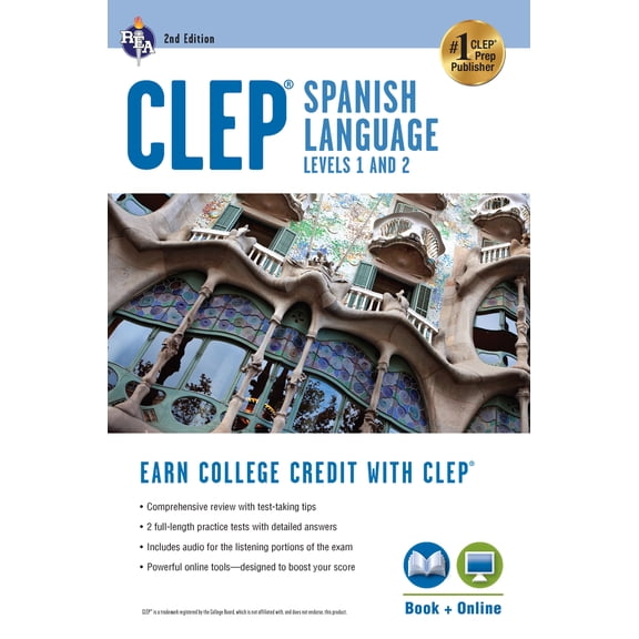 Pre-Owned CLEP Test Preparation Clep(r) Spanish Language: Levels 1 and 2 (Book + Online), (Paperback)