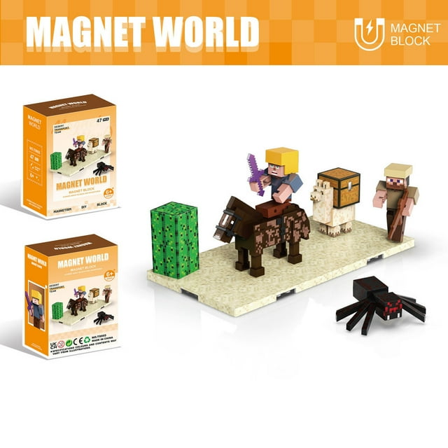 Minecraft Ensembles à Thème de Blocs de Construction Magnétiques Équipe de transport du Désert 47 Pcs
