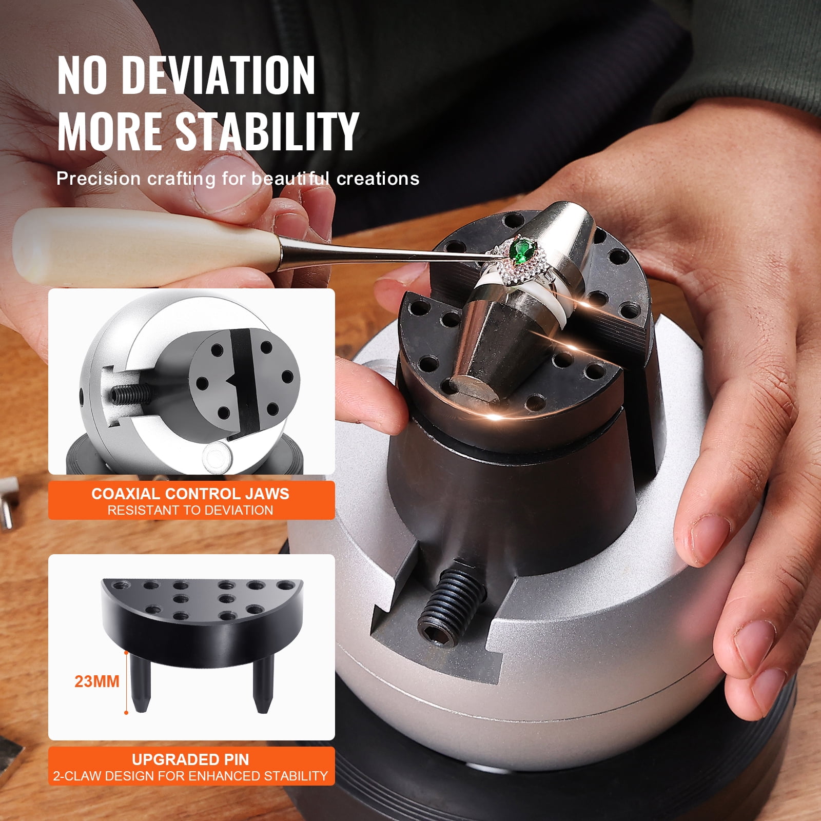 VEVOR Ball Vise, 5" Engraving Setting Tool, 360° Rotation Engraving Block Vise, 35 PCS Attachment Jewelry Engraving Block Tools Standard Block for Gemstone Inlay and Small-Scale Engraving