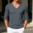 thumbnail image 5 of Kosheko Men's V-Neck Mesh Breathable Long-Sleeve Tee, Moisture Wicking Quick-Dry Fabric for gym practices Gray XXXXL, 5 of 9