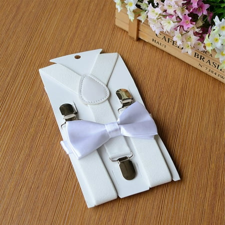 

2.5cm Boys Girls Clip-on Elastic Braces Suspenders+Bow Tie Matching Braces Set