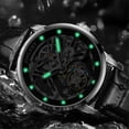thumbnail image 3 of JINLERY Real Tourbillon Skeleton Mechanical Hand Wind Vintage Wrist Watch Men Sapphire Crystal Diamond Business Hollow Manual Winding Luminous Dress Clock Man Stainless Steel Leather Wristwatch, 3 of 4