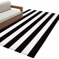 thumbnail image 2 of Rectangle Area Rug 4x6ft, Black White Horizontal Stripe Non-Shedding Washable Area Rug, Simple Texture Non Slip Low-Profile Rugs for Living Room, Bedroom Dining Room, 2 of 9