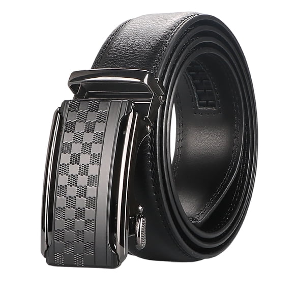 Toytexx 43 inch Men’s Ratchet Belt, Genuine Cowhide Leather Dress Belt with Automatic Slide Buckle, Adjustable Trim-to-Fit No-Hole Design, 3.5 cm Width