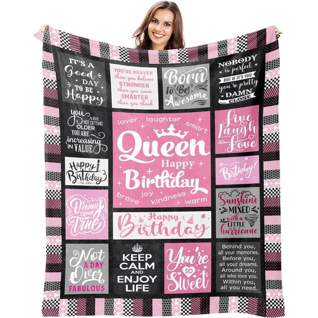 LHSHID 75th Birthday Gifts for Women Blanket 75th Birthday Decorations for Women Best Gifts for 75 Year Old Woman Happy 75th Birthday Ideas for Mom Grandparents Throw Blanket 30"x40"