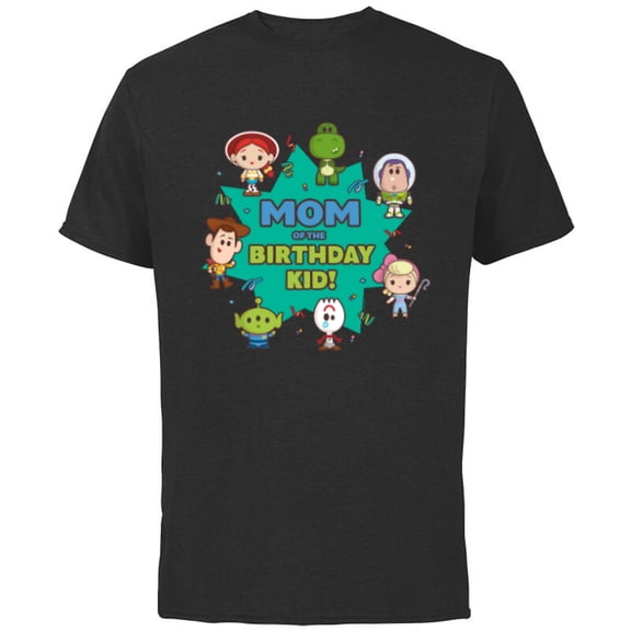 Disney and Pixar’s Toy Story Cute Mom of the Birthday Kid - Short Sleeve Cotton T-Shirt for Adults - Customized-Black