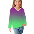 thumbnail image 6 of Ugoldhm Girls Fall Tops V Neck Gradient Long Sleeve Shirts Tunic Loose Fit Tees Sizes 3-13, 6 of 8