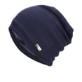 thumbnail image 2 of Tittly Winter Hats Beanie Womens And Mens Pullover Caps Ladies Knitted Hats Open Cotton Pile Caps Ear Guards Warm Caps Mens Skull Caps Hats for Women Navy One Size, 2 of 4