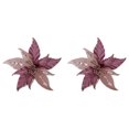 thumbnail image 4 of 25cm Mesh Fabric Sequin Simulation Christmas Flower Christmas Tree Decoration Red and purple, 4 of 8