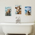 thumbnail image 4 of ZHONGYUTONG Bathroom Animal Wall Art 3 Pieces Cute Cow at the Beach Poster Funny Canvas Prints Modern Artwork Home Decor Framed (11.00" x 14.00" x 3PCS), 4 of 6