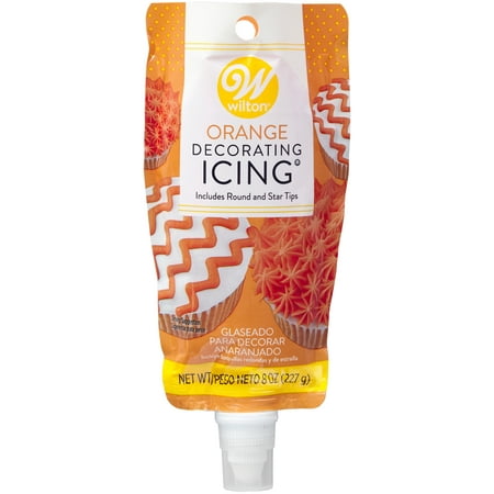 Orange Flavored Icing - (2 pack) Wilton Orange Icing Pouch with Tips, 8 oz.