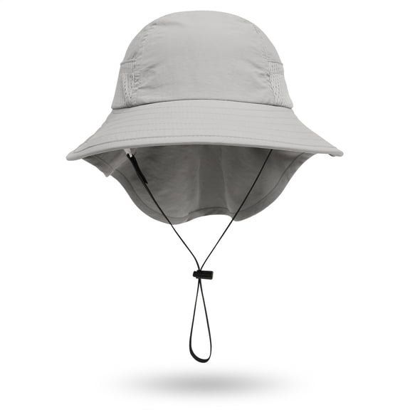 BRGZLK Toddler Girls Sun Hats Summer UPF 50 UV Protection Wide Brim Breathable Boys Girls Adjustable Beach Sunhat with Neck Flap Gray M
