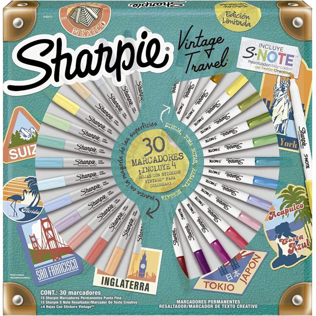 SHARPIE Vintage Travel 30 Marcadores Edición Limitada, 2152177 Sharpie Unisex