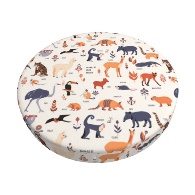 Balery South American Animals Fundas de asiento para taburete de bar redondo de tela de terciopelo ajustables que protegen de arañazos y manchas para sillas de 14 a 17 pulgadas.-14 inch