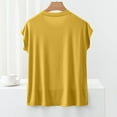 thumbnail image 6 of Odbmxy Cotton T-Shirts Women Short Sleeve Plus Size Tops Women Solid Color Workout Casual Loose Layering Vacation Tops,Yellow XXL, 6 of 9