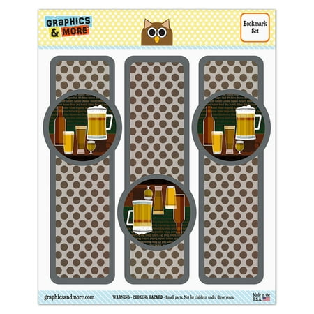 Beer Glasses Ale Pilsner Stout Lager Glossy Laminated Bookmarks - Set of (Best Glass For Stout)