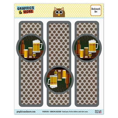 - Beer Glasses Ale Pilsner Stout Lager Glossy Laminated Bookmarks - Set of 3