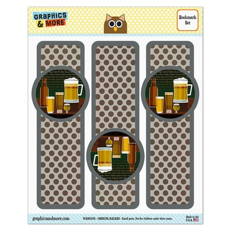 Beer Glasses Ale Pilsner Stout Lager Glossy Laminated Bookmarks - Set of (Best Tasting Lager Beer)