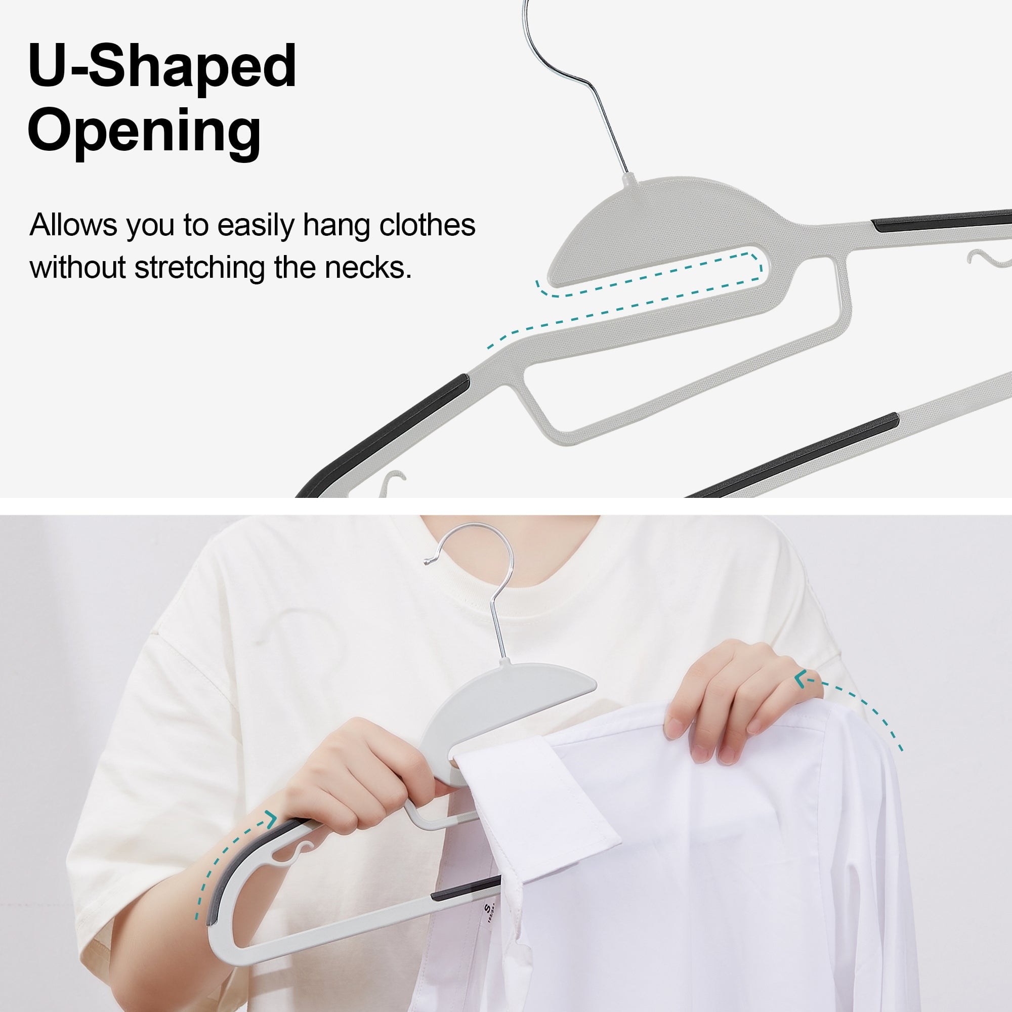 VECELO 50 Pack Heavy Duty Plastic Hangers, 360º Swivel Hook Coat Hangers, Non-Slip, Space-Saving, Dark Gray