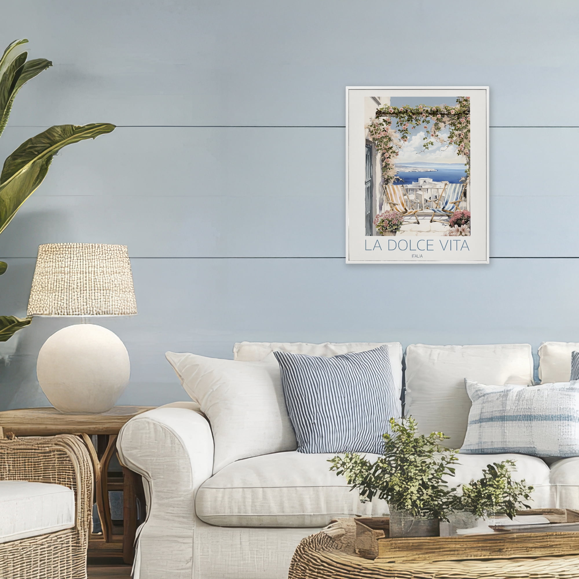 Stupell Industries Coastal Italian Balcony View White Framed Giclee Art, design by CAD Designs