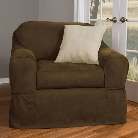 Maytex Piped Faux Suede 2 Piece Armchair Furniture Cover Slipcover