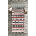 thumbnail image 3 of Ambesonne Nordic Quilted Bedspread Set 2 Pcs, Ornate Seasonal Motifs Art, Twin Size, White Black Ruby, 3 of 3