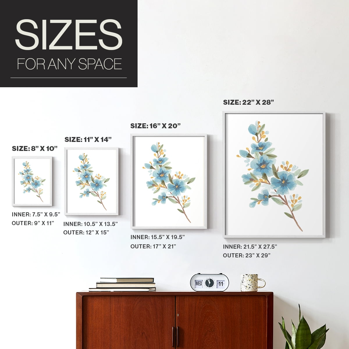 Wildflower Sprig I Framed Print - Solid Wood in Single Picture Frame Solid Wood 2 Framed Print