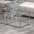 thumbnail image 4 of Contemporary Metal and Glass Small Square Coffee Table - Silver, 4 of 7