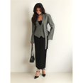 thumbnail image 4 of Blazer de Larga con Cuello en V para Mujer, Estilo Blazer, Ideal para el Trabajo o para Ocasiones Formales e Informales. Corte Ajustado y Cinturón. Gris M, 4 of 10