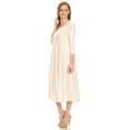 thumbnail image 2 of Women's Casual Loose Fit 3/4 Sleeve Jersey Knit A-Line Solid Midi Dress, 2 of 4