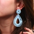thumbnail image 2 of Dalrosia Raffia Tassel Hoop Drop Earrings Handmade Fashion Statement Jewelry for Women, 2 of 6