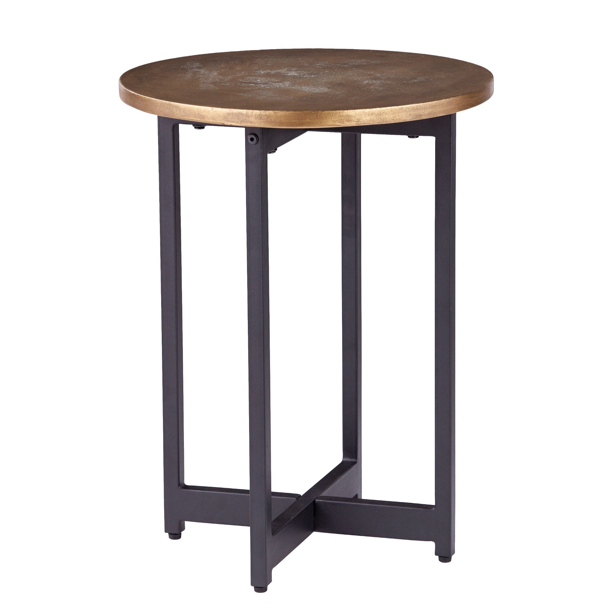 22.5" Gold and Black Contemporary Outdoor Round Accent Table Walmart