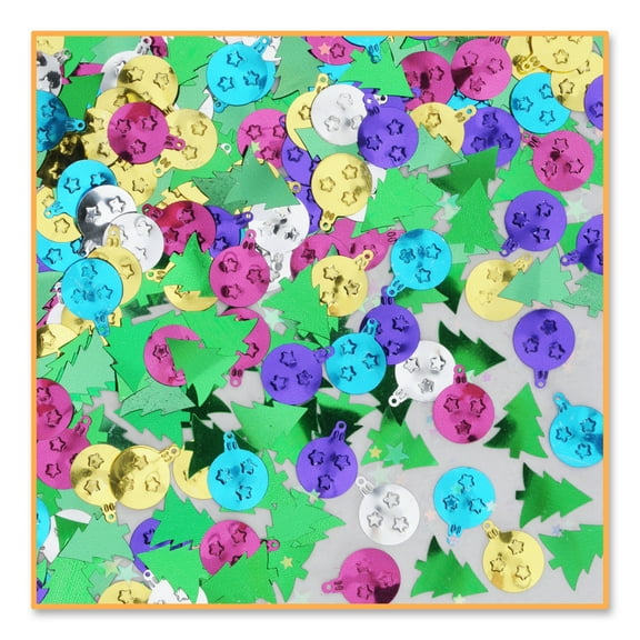 Beistle Pack of 6 Vibrantly Colored Trim-a-Tree Christmas Themed Confetti Bags 0.5 oz.
