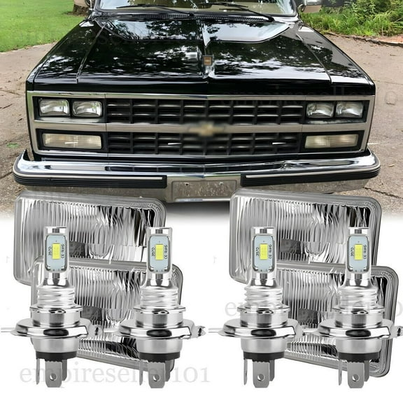 4PCS 4X6" LED Headlights DRL High/Low Beam For Chevrolet R2500 Suburban 1989-1991