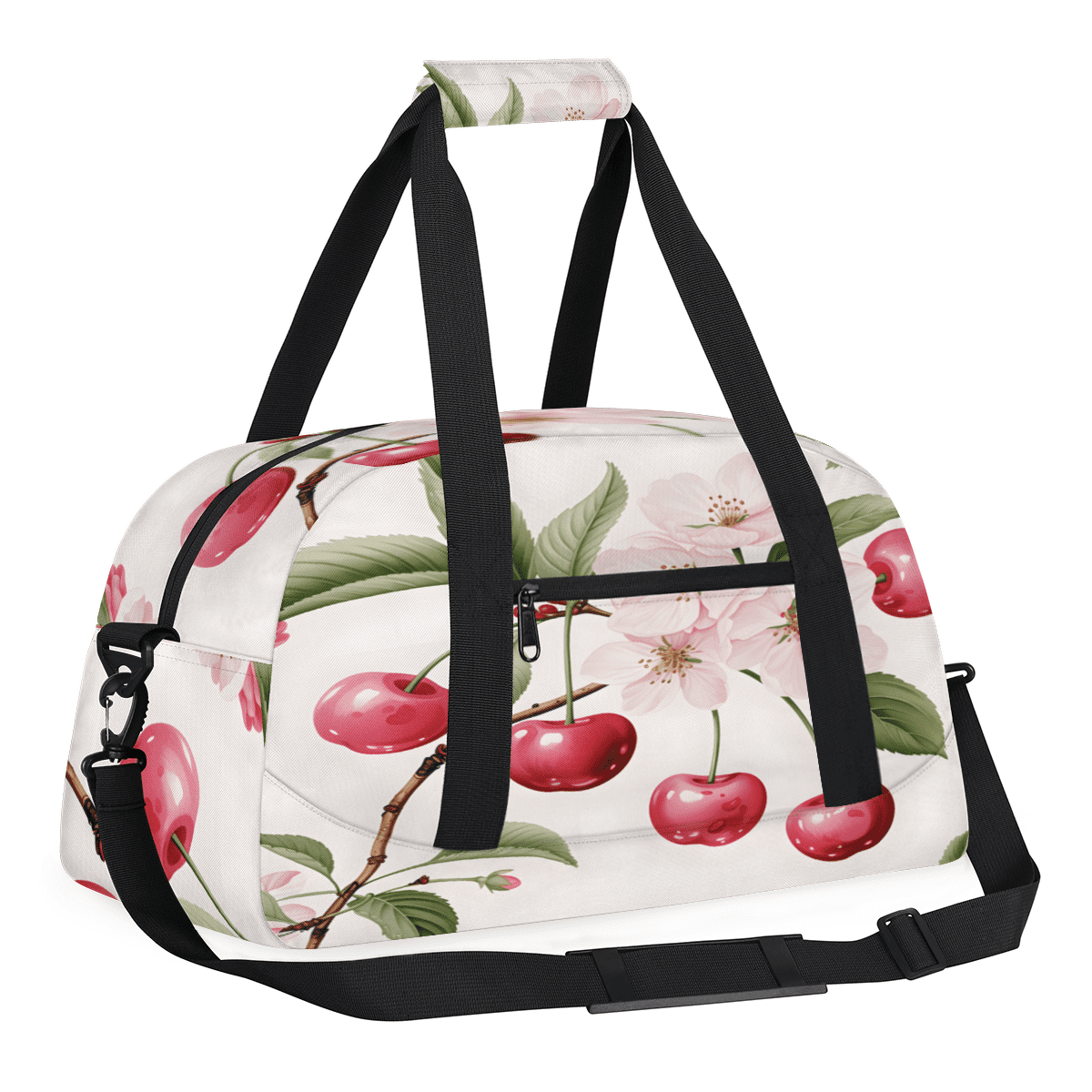 Herdesigns Pink Fruit Sports Duffle Bag for Women & Men, Fruit Print Gym Bag Dance Bag Overnight Bag Carry On Weekender Travel Bag