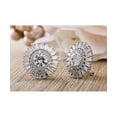 thumbnail image 3 of Swarovski Crystal Round and Emerald Cut Double Halo Stud Earrings, 3 of 5