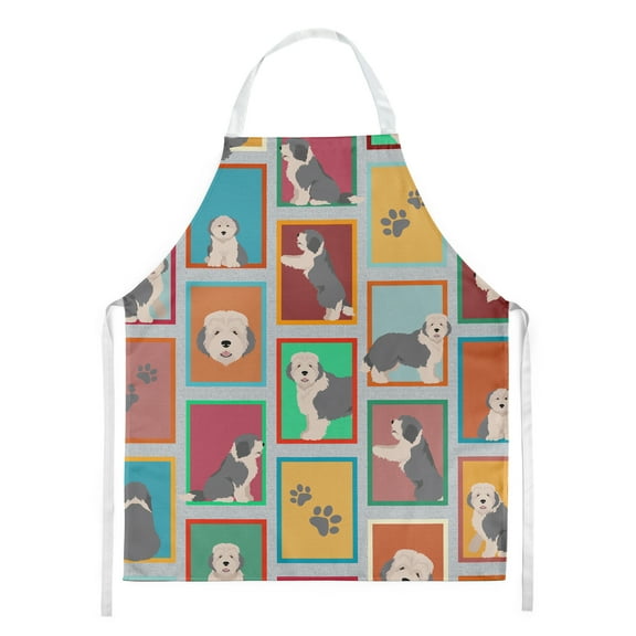 Lots of Old English Sheepdog Apron 27 in x 30 in